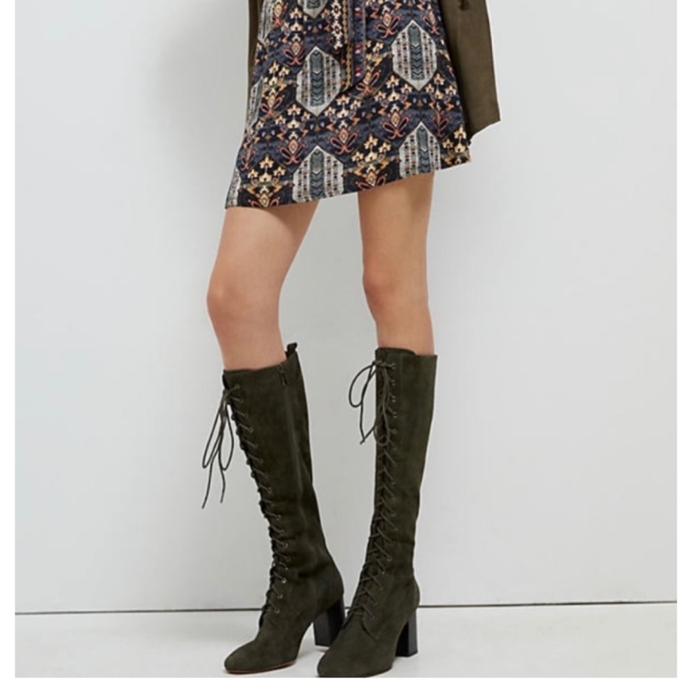 Anthropologie Silent D Suede Lace Up Tall Boots  Size 8